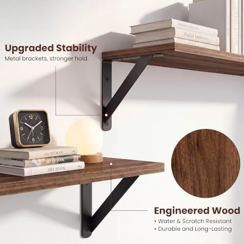 Walnut Shelves for Wall 24x6 Inch - Image 4