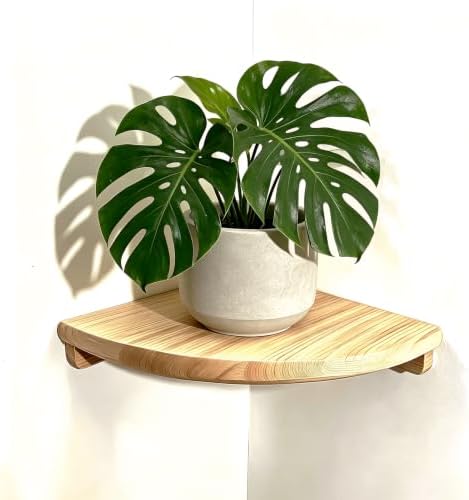 8.7" Floating Corner Shelf, Solid Wood Wall Mount by Unknown