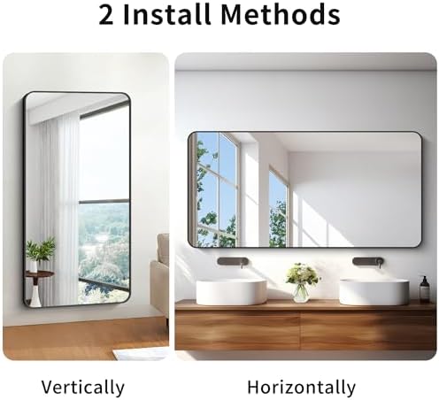 BONEWEI 30x60 inch Bathroom Mirror, Wall Mounted Bathroom Frame Vanity Mirror - Image 6