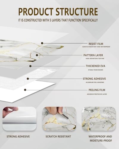 10 Sheets Marble Peel and Stick Backsplash Tile, Living Room - Image 5