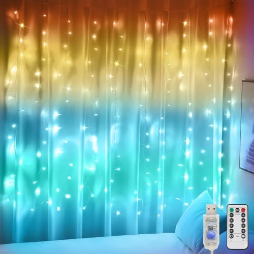 suddus Curtain Lights, 180 Led 6.5 * 5.9ft Sunset Curtain Fairy Lights USB by SUDDUS