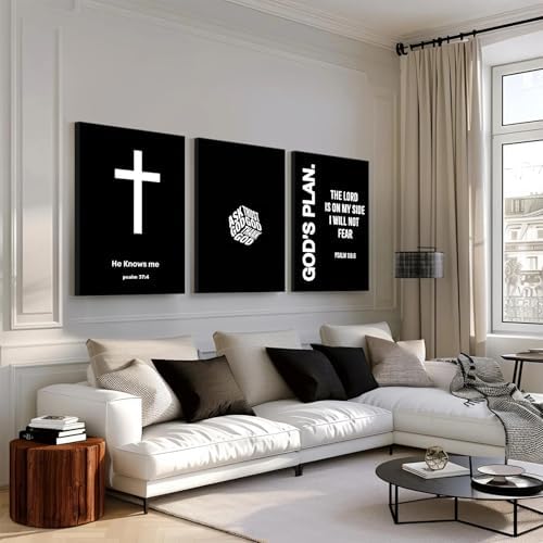 Christian Jesus Wall Art Black White God Canvas Wall Decor Religious Bible - Image 7