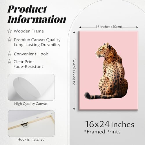 Pink Cheetah Wall Art Decor Leopard Preppy Trendy Canvas Poster Fashion - Image 2