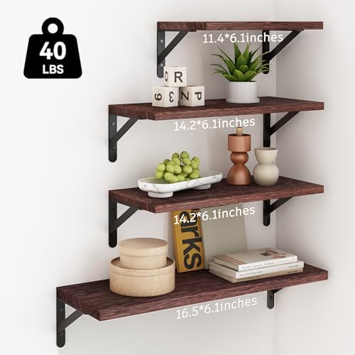 YGEOMER 4 Different Sizes Floating Shelves - Image 3