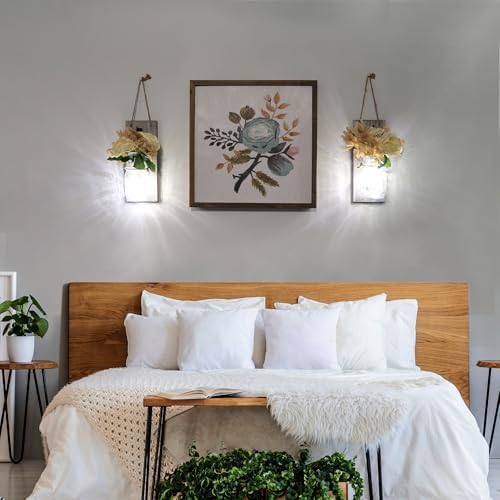 Mason Jar Sconces Wall Decor Set of 2, Rustic Wall Art, Wall Hangings - Image 4