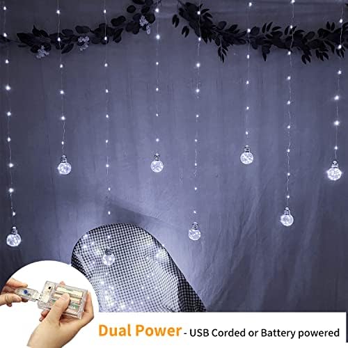 YOLIGHT Wishing Ball Curtain String Lights 9.8x3.3 ft, USB/Battery Powered - Image 2