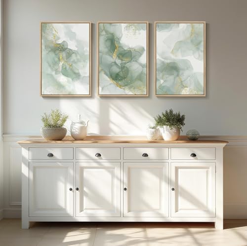 Framed Sage Green Abstract Wall Art - Image 4