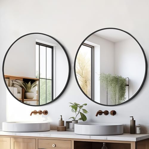 Delma 22 Inch Black Round Circle Mirror - Image 7