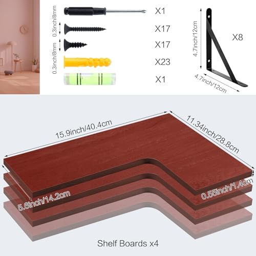 Corner Floating Shelves, 15.9 x 11.4 Inch - Image 3
