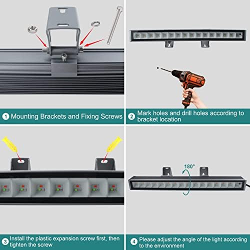 CREATESTAR RGB LED Wall Washer Light, IP66 Waterproof 48 W RGB LED Light Bar - Image 7