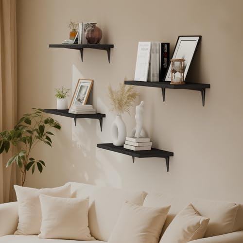 SKYSEN Floating Shelves for Wall Set of 6, 15.7in Wood Wall Shelf for Decor - Image 2