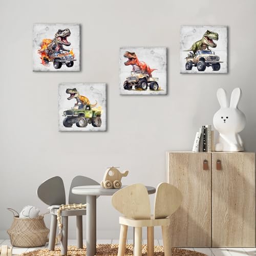 Cool Dinosaur Car Canvas Wall Art Dinosaur Posters - Image 2