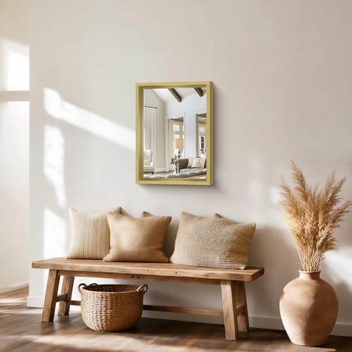 Bathroom Mirror, 18 x 24 inch Natural Wood Grain Colored Aluminum Metal Frame - Image 6