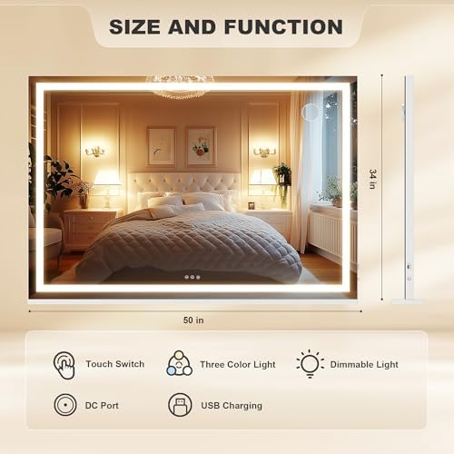 Hasipu Vanity Mirror with Lights, Lighted Makeup Mirror with Dimmable 3 Modes - Image 2