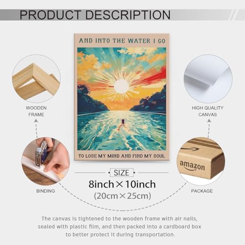 Sunrise Sunset landscape Posters Abstract Ocean Painting Wall Art 08X10 inch - Image 2