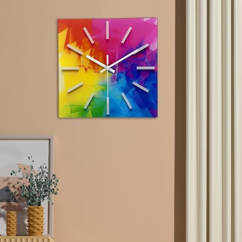 Square Glass Wall Clocks Battery Operated 12 Inch - Image 3