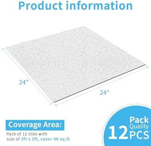Art3d Acoustic Drop Ceiling Tiles, 2x2 ft, Covers 48 Sq. Ft. - Image 5