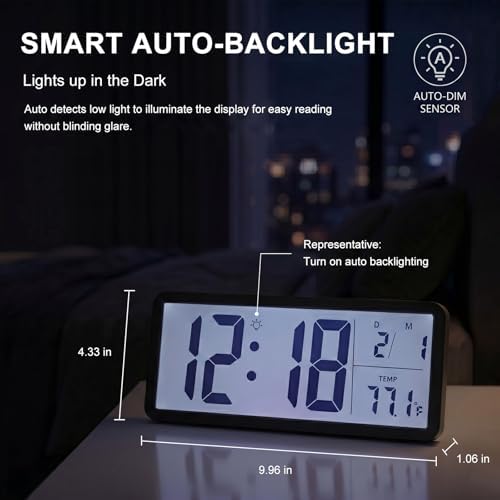 JoFomp 10.5" Large Digital Wall Clock Battery Operated - Image 2