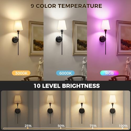 Battery Operated Wall Sconce: Set of 2 Wireless Wall Light 12000mAh - Image 4