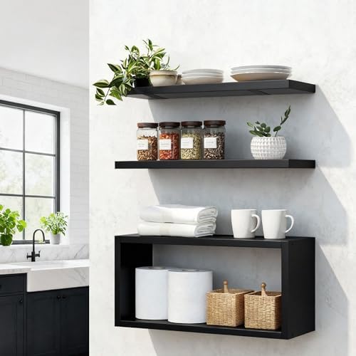Ypvxe15.7in Floating Shelves Set of 3, Anti-Sag Bracket, Wall Storage Shelves - Image 2