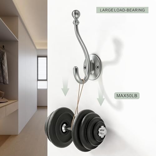 AVICCI 5 Pack Coat Hooks Brushed Nickel Coat Hook, Heavy Duty Hooks Decorative - Image 4