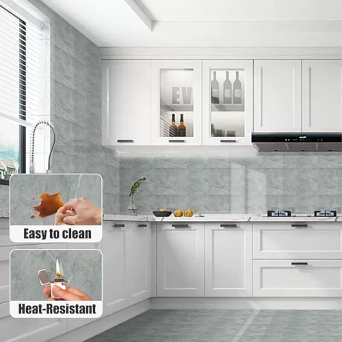 100pcs Thick Grey Marble Peel and Stick Wall Panels 23.6"x11.8" Waterproof - Image 2