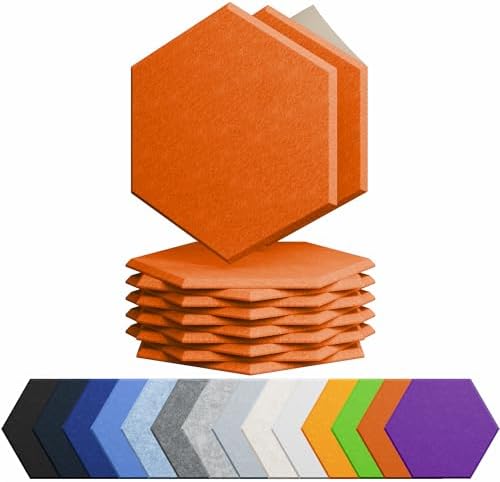 12 Pack Hexagon Acoustic Panels Self Adhesive Sound Proof Foam by Amantech