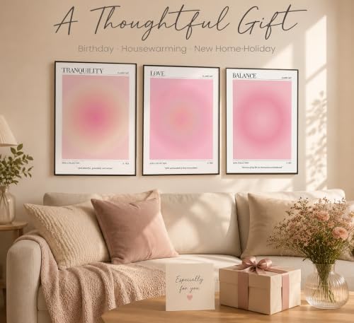 3Pcs Pink Aura Gradient Unframed Canvas Wall Art, Positive Aesthetic Decor - Image 6