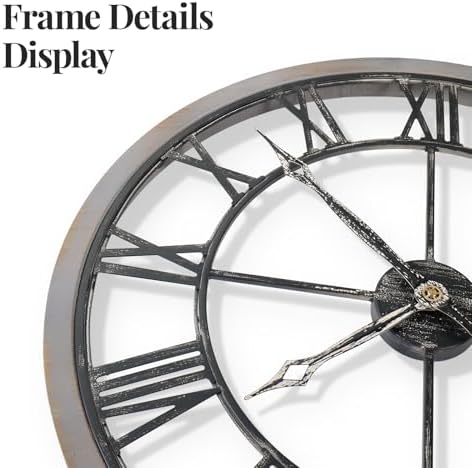 Cuspin 36 Inch Large Wall Clock Farmhouse Rustic Wood Frame Roman Numeral - Image 3