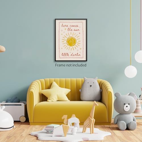 Kids Sun Canvas Wall Art Trendy Inspirational Quote Posters Here Comes The Sun - Image 5