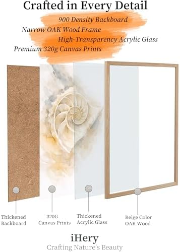 iHery 12x16in Nautilus Shell Framed Coastal Wall Art - Image 4