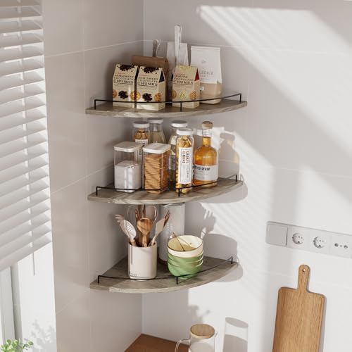 JJL Corner Shelf Wall Mounted, 12 Inches 3-Tier Floating Corner Shelf, - Image 6