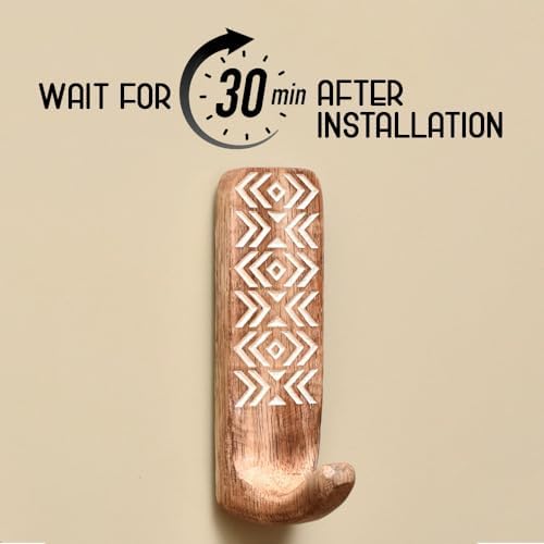 Indian Shelf 3 Boho Wood Adhesive Wall Hooks Peel Stick - Image 3