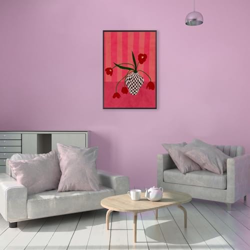 Contemporary, Eclectic Canvas Wall Art Tulips In A Checkered Vase Prints Poster - Image 2