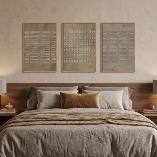 Aryroi Large Abstract Brown Beige Framed Canvas Wall Art Set- 16"x24"x3 - Image 4