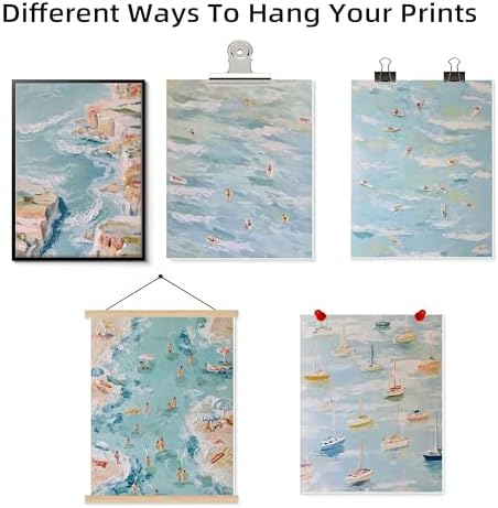 Coastal Beach Canvas Wall Art Set of 6, Abstract Ocean Sailing Boats and - Image 6