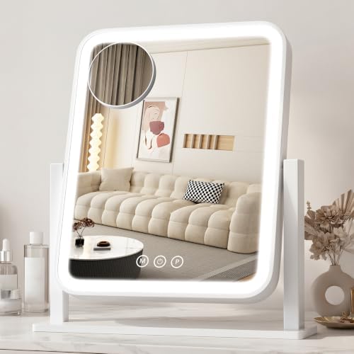 Vanity Mirror with Lights 12.6"x 16.2", LED Makeup Mirror, 3 Color Lighting by BEAROLVE