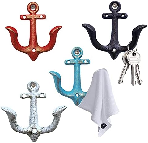 Notakia Vintage Rustic Cast Iron Nautical Anchor Design Wall Hooks Coat Hooks by Notakia