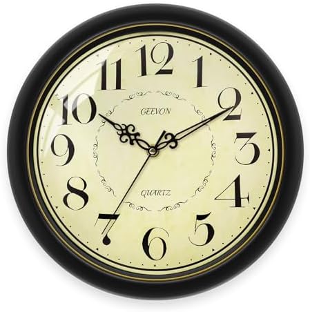 Geevon 12" Silent Wall Clock, Retro Battery Operated Decorative Clock by GEEVON