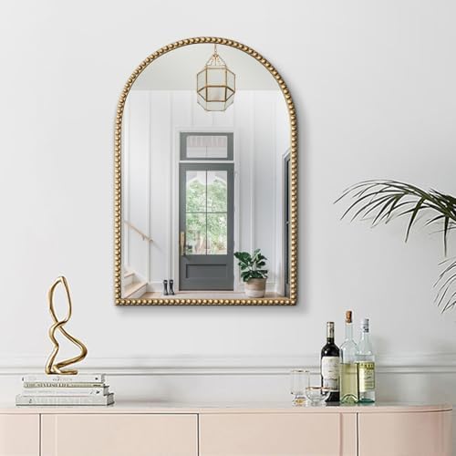 Arched Gold Wall Mirror Antique Beaded Frame Bathroom Wall Mirror Baroque - Image 6