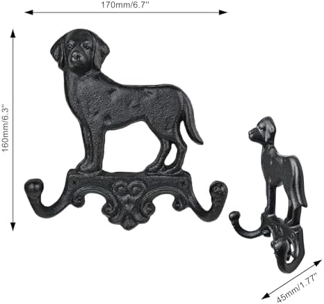 Earl Diamond Heavy Duty Cast Iron Vintage Dog Wall Hooks, Wall Mount 2 Pack - Image 2