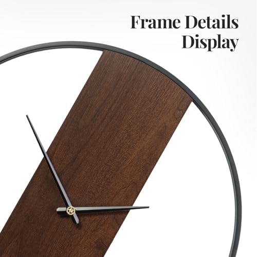 Cuspin 30 Inch Large Wall Clock Modern Rustic Walnut Dial Decorative Clock - Image 3
