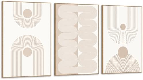 SAFERRYHOME Boho Neutral Abstract Beige Modern Wall Art Set of 3 - Image 7