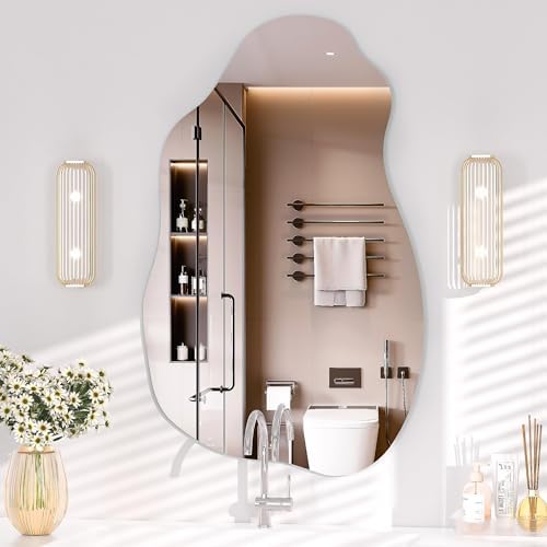 Hasipu 31"x20" Irregular Wall Mirror Frameless Asymmetrical Mirror - Image 2