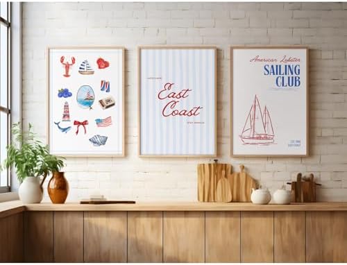 Baccone Coastal Wall Art Preppy Aesthetic Wall Decor Trendy East Coast Wall Art - Image 3