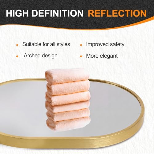Delma 28x20 Gold Oval Bathroom Mirror - Image 3