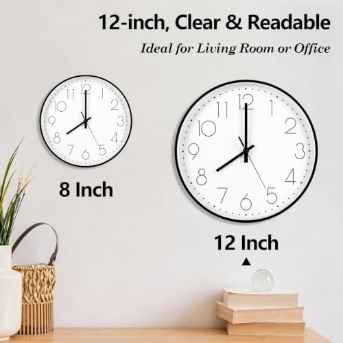 Wall Clock 2 Pack 12 Inch Silent Wall Clocks Battery Operated - Image 3