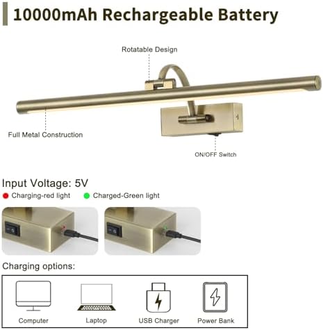 DESOOP Wireless Picture Lights Rechargeable Gallery Lighting Battery Picture - Image 6