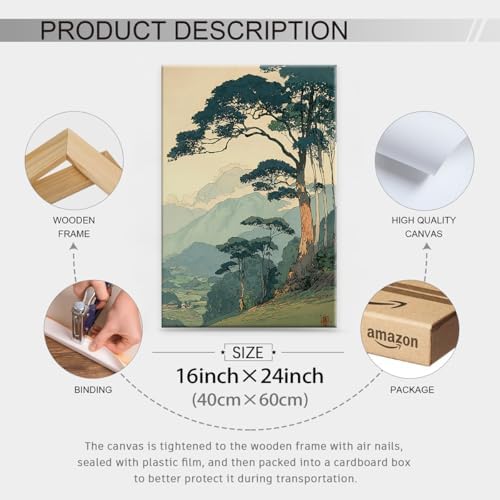 Japanese Forest Framed Wall Art Asian Tranquil Mountain Landscape Posters 16x24 - Image 2