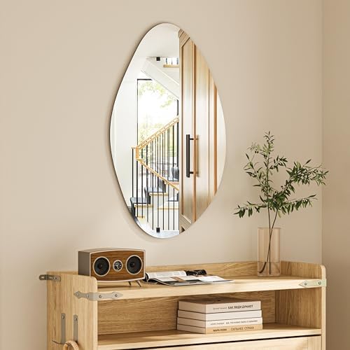 Hasipu 27"x18" Irregular Wall Mirror Frameless Asymmetrical Mirror by Whatssuitableisthebest